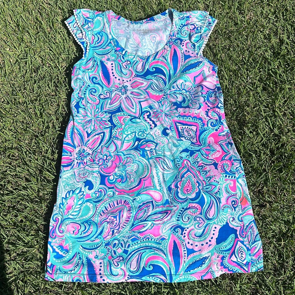 Lilly Pulitzer Pink, Turquoise & Blue Paisley Mini Dress